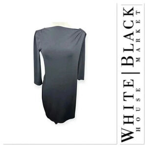White House Black Market little black dress accent on one shoulder size med